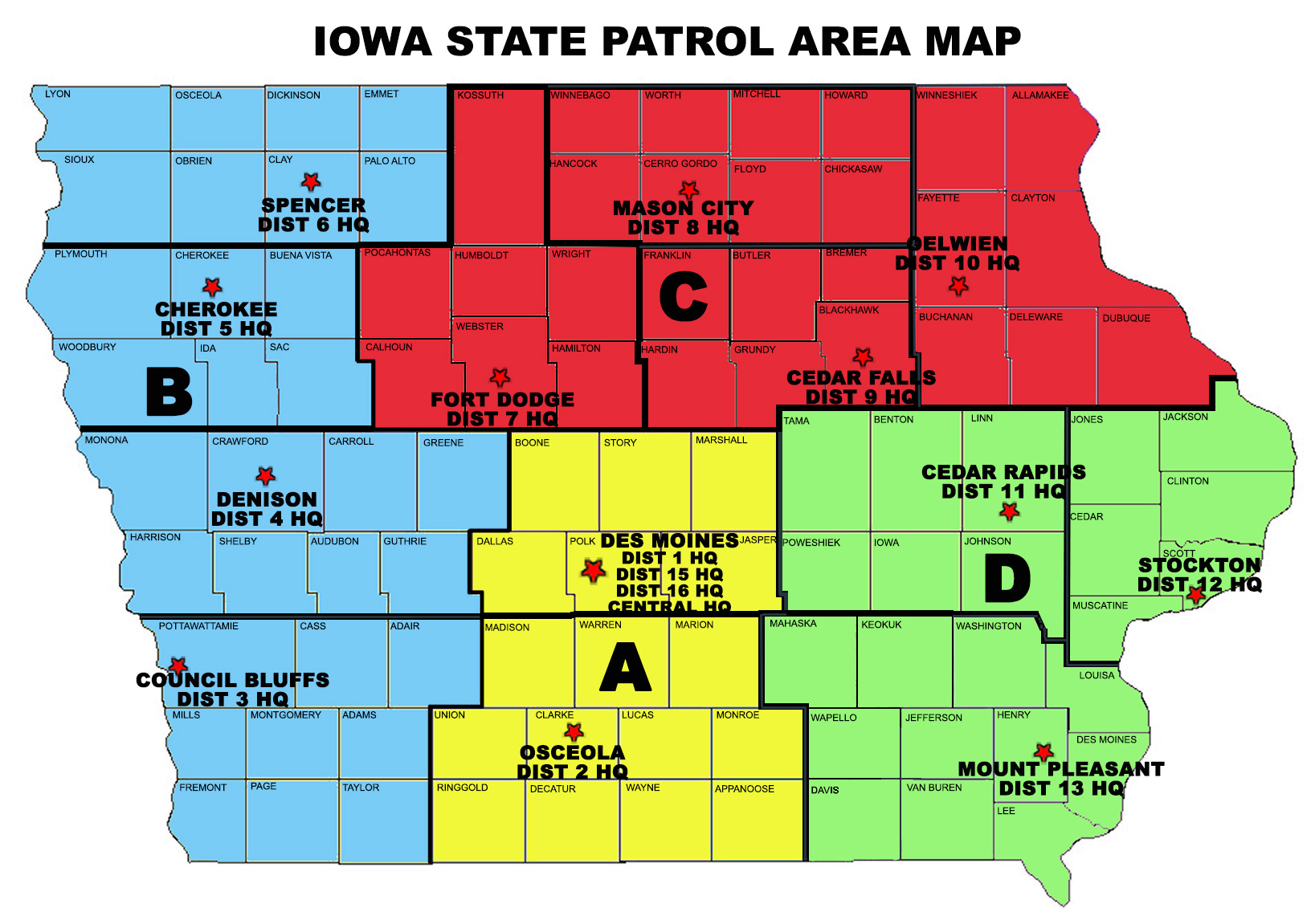 Iowa State Map With Cities And Counties
